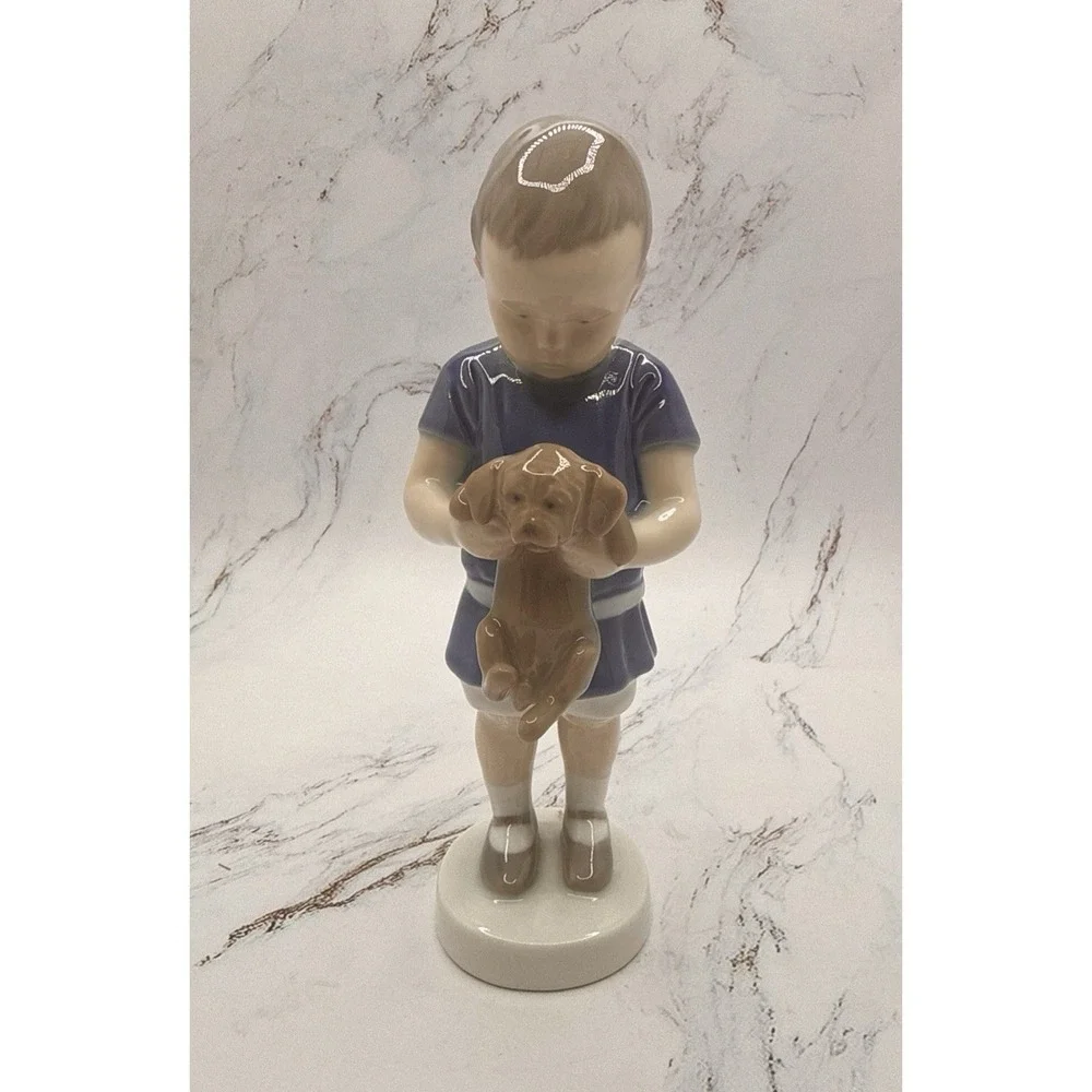 Bing & Grondahl B&G Boy‎ With Puppy 1747 Copenhagen Ingeborg Plockross-Irminger
